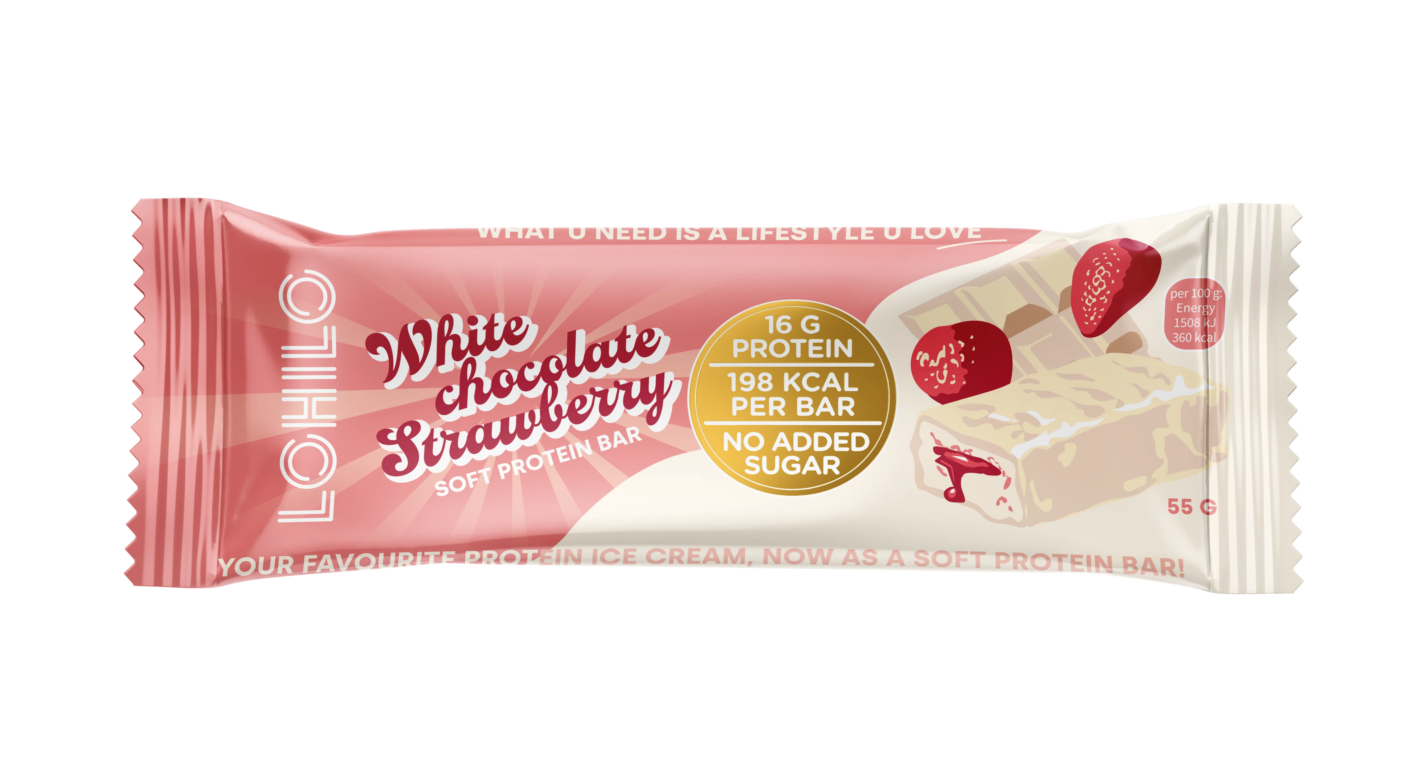 Lohilo Protein Bar - White Chocolate Strawberry (55g)