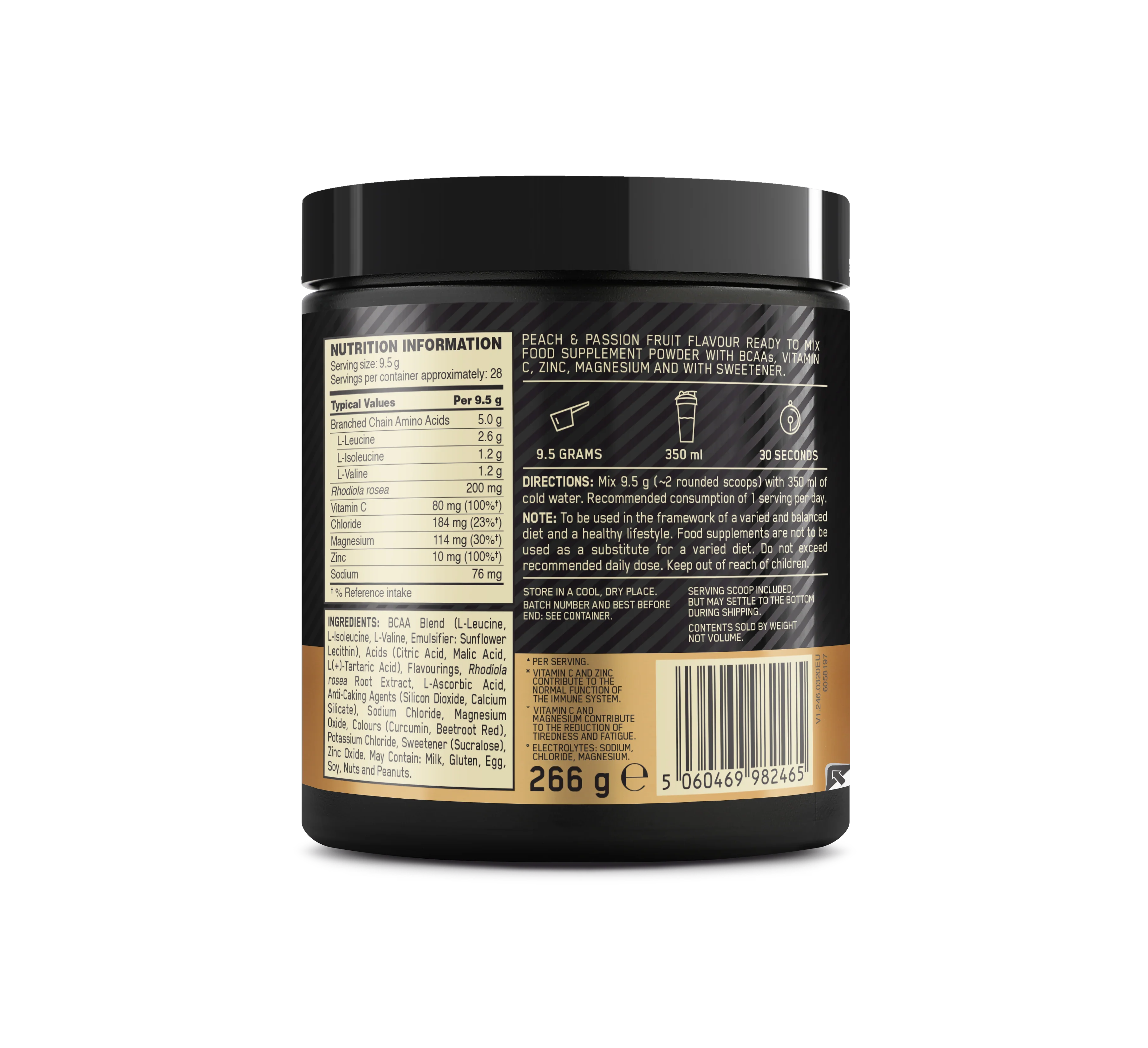 Optimum Nutrition Gold Standard BCAA - Peach & Passionfruit (266g) - Image 3