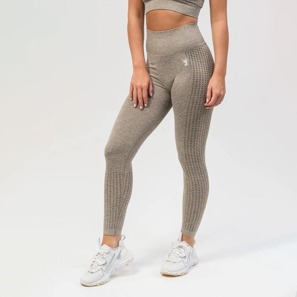 V3 Apparel Empower Seamless Scrunch Leggings – Beige Marl - Image 2