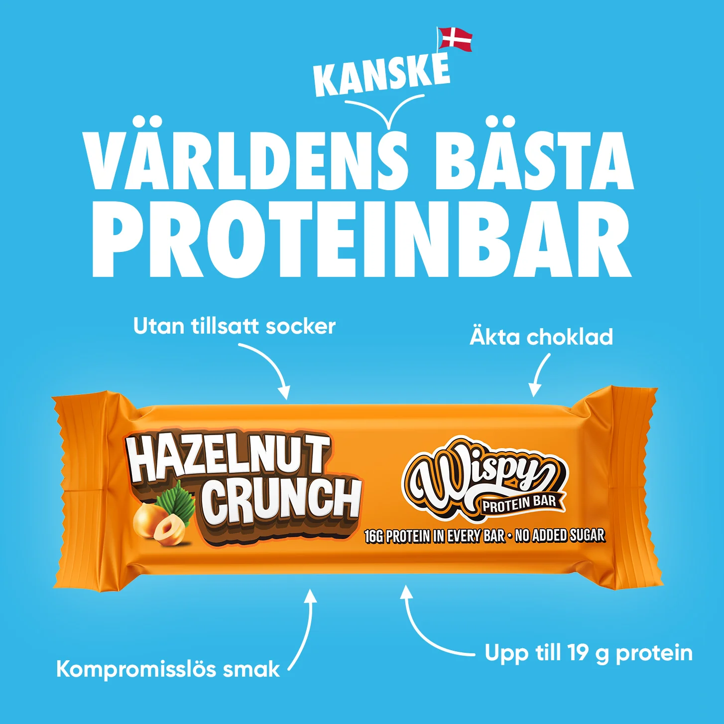 Wispy Protein Bar - Hazelnut Crunch (55g) - OBS! BEDST FÖRE 22/7-26 - Image 3